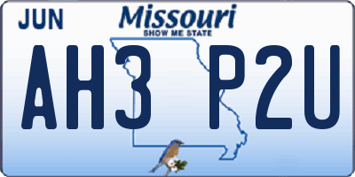 MO license plate AH3P2U