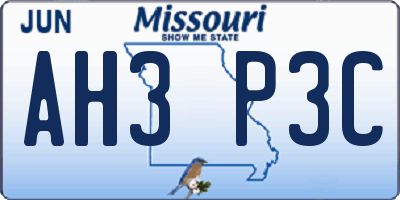 MO license plate AH3P3C