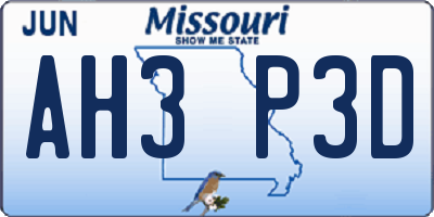 MO license plate AH3P3D