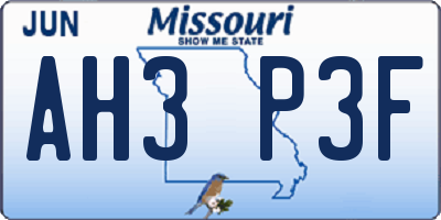 MO license plate AH3P3F