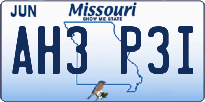 MO license plate AH3P3I