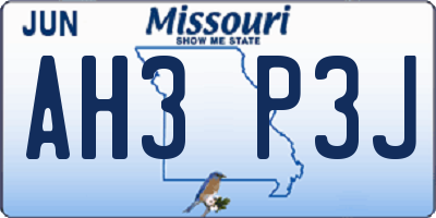 MO license plate AH3P3J