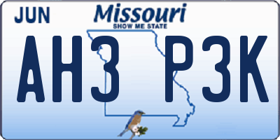 MO license plate AH3P3K