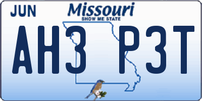 MO license plate AH3P3T
