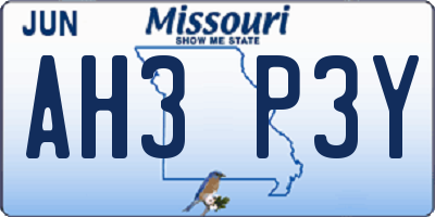 MO license plate AH3P3Y