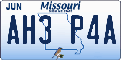 MO license plate AH3P4A