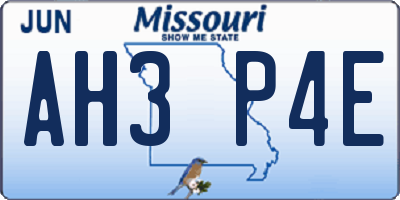 MO license plate AH3P4E