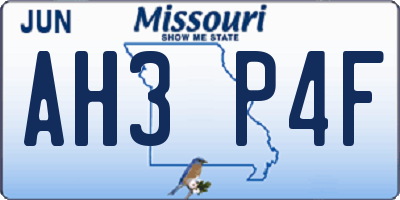 MO license plate AH3P4F