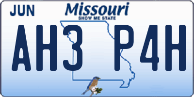MO license plate AH3P4H