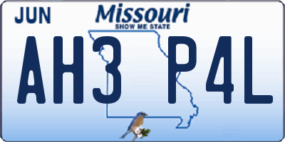 MO license plate AH3P4L
