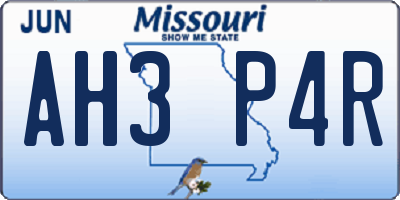 MO license plate AH3P4R