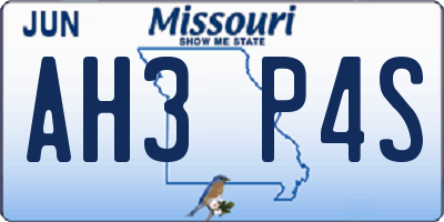 MO license plate AH3P4S