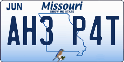 MO license plate AH3P4T