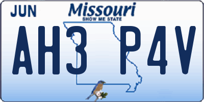 MO license plate AH3P4V