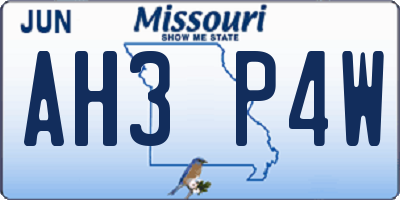 MO license plate AH3P4W