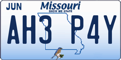 MO license plate AH3P4Y