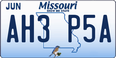 MO license plate AH3P5A