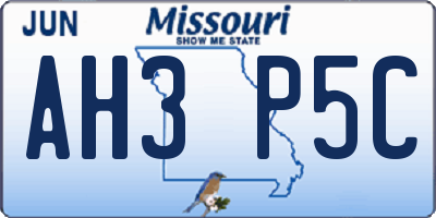 MO license plate AH3P5C