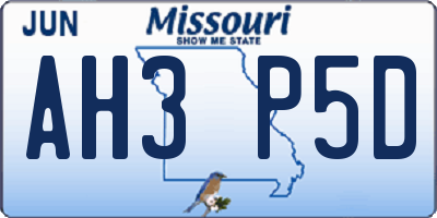 MO license plate AH3P5D