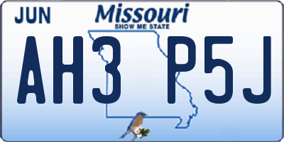MO license plate AH3P5J