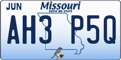 MO license plate AH3P5Q