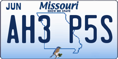 MO license plate AH3P5S