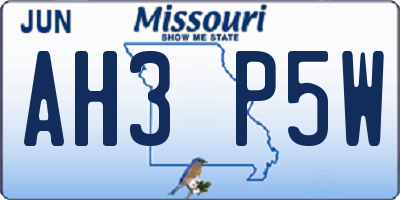 MO license plate AH3P5W