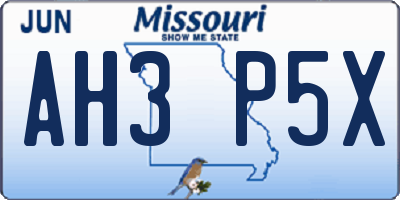 MO license plate AH3P5X
