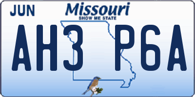 MO license plate AH3P6A