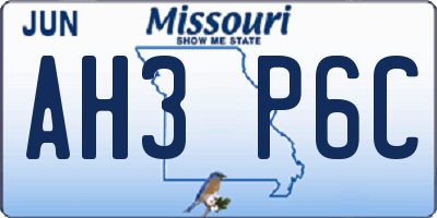 MO license plate AH3P6C
