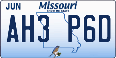 MO license plate AH3P6D