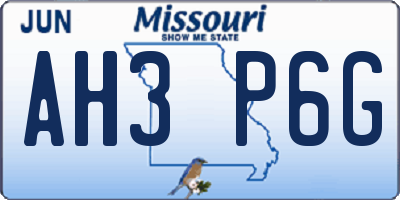 MO license plate AH3P6G