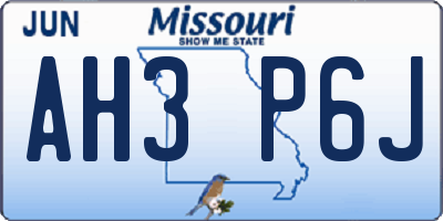 MO license plate AH3P6J