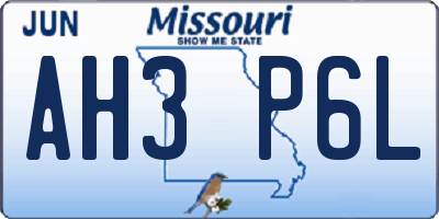 MO license plate AH3P6L