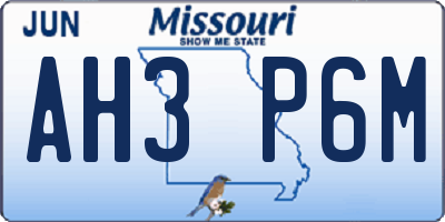 MO license plate AH3P6M