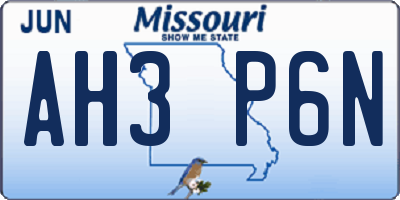 MO license plate AH3P6N