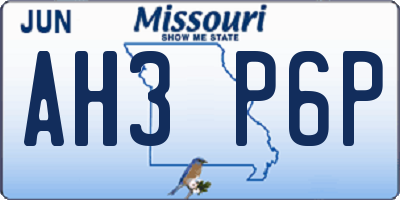 MO license plate AH3P6P