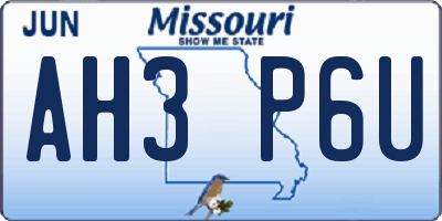 MO license plate AH3P6U