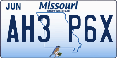 MO license plate AH3P6X