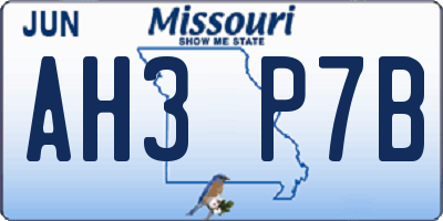 MO license plate AH3P7B