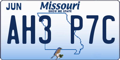 MO license plate AH3P7C