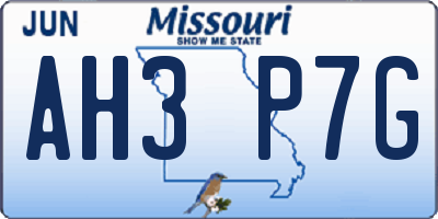 MO license plate AH3P7G