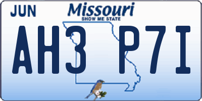 MO license plate AH3P7I