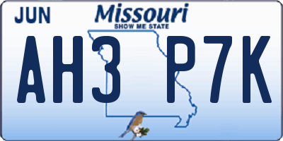 MO license plate AH3P7K