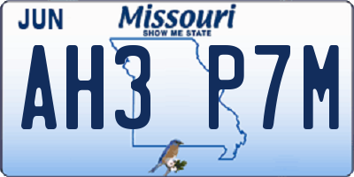 MO license plate AH3P7M