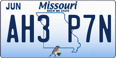 MO license plate AH3P7N