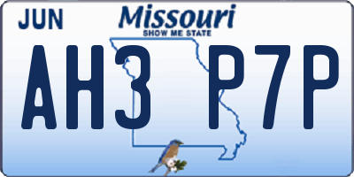 MO license plate AH3P7P
