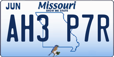 MO license plate AH3P7R