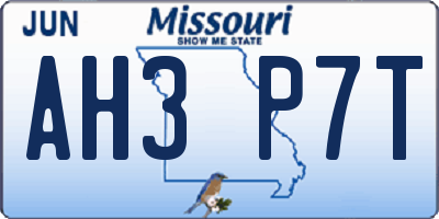 MO license plate AH3P7T