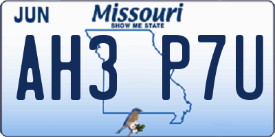 MO license plate AH3P7U